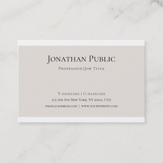 Trendy Creative Clean Design Modern Plain Luxury Business Card (Front)