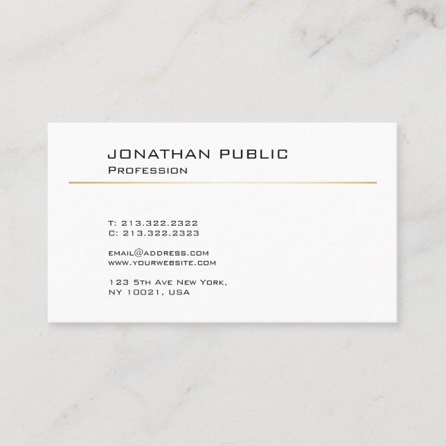 Trendy Creative Modern Design Minimalist Plain Business Card (Front)
