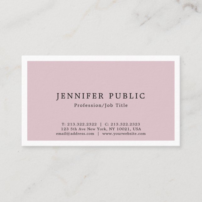 Trendy Creative Modern Elegant Simple Design Business Card (Front)