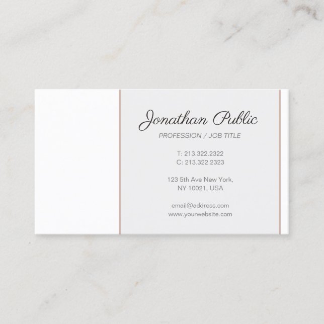 Trendy Creative Modern Sleek Plain Professional Business Card (Front)