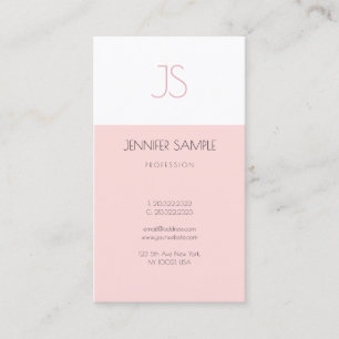 Trendy Creative Monogram Sleek Graphic Design Pink Business Card