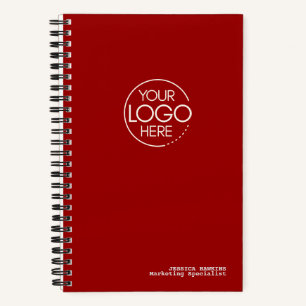 Trendy Crimson Red Modern Logo Notebook