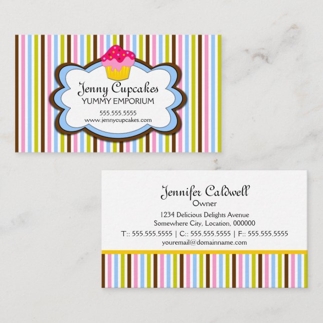 Trendy Cupcake Bakery Business Card (Front/Back)