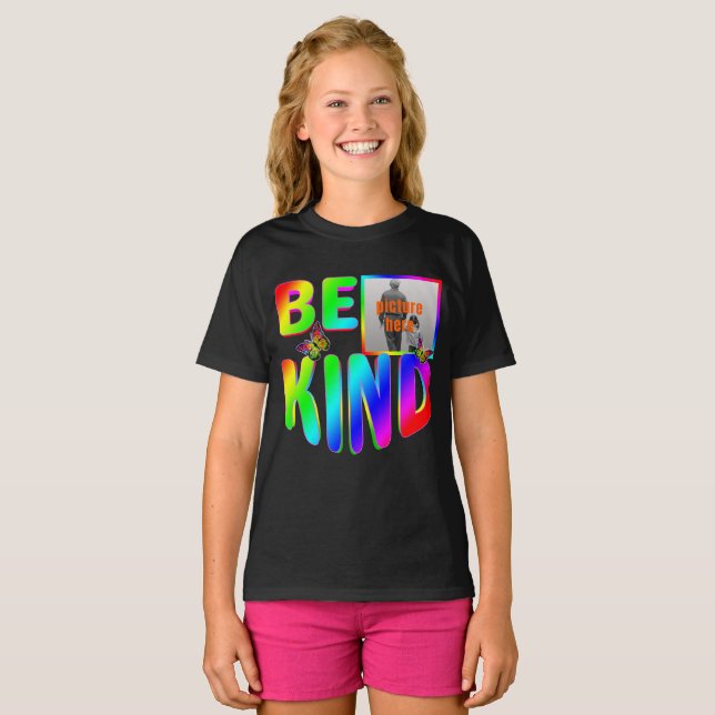 TRENDY CUSTOM BE KIND COLORFUL RAINBOW BUTTERFLIES T-Shirt (Front Full)