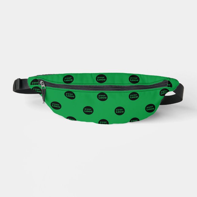 Trendy Custom Business Logo Pattern Kelly Green Bum Bags (Front)