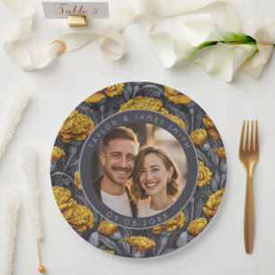 Trendy Custom Carnation Flower Spring Wedding Paper Plate