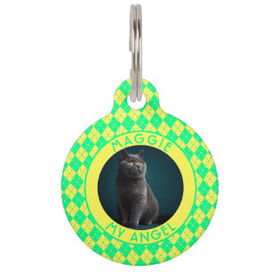 Trendy Custom Dog Mum Gift Plaid Pattern Pet Tag