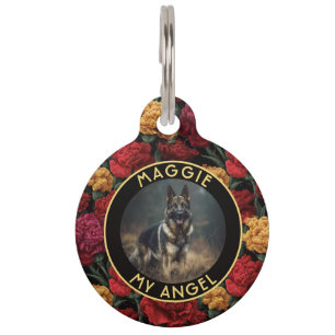Trendy Custom Fur Dad Gift Carnations Print Pet Tag