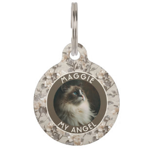 Trendy Custom Fur Mum Gift Gardenias Pattern Pet Tag