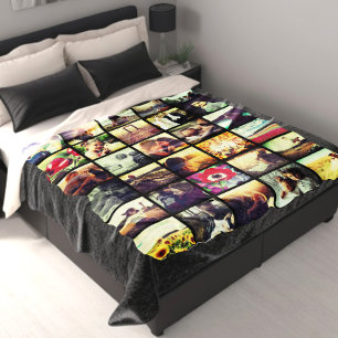 Trendy custom Instagram photo mosaic Fleece Blanket