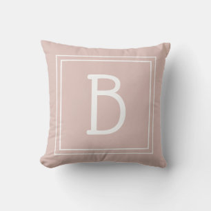 Trendy Custom Monogrammed Initial Chic Pink White Cushion