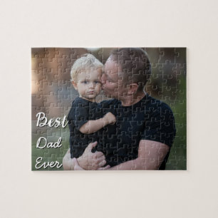 Trendy Custom Photo Father's Day Best Dad Ever Jigsaw Puzzle