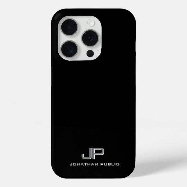 Trendy Custom Template Monogram Black And White Case-Mate iPhone Case (Back)