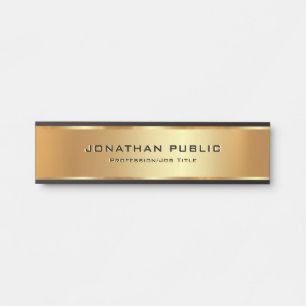 Trendy Custom Text Elegant Modern Template Gold Door Sign