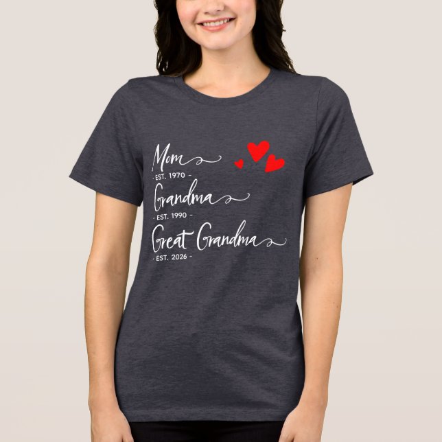Trendy Custom Year Mom Grandma Great GrandmT-Shirt Tri-Blend Shirt (Front)