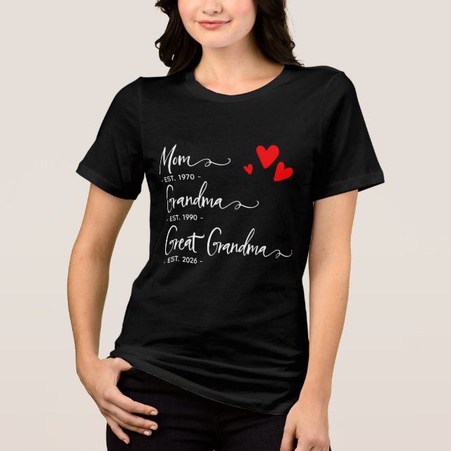 Trendy Custom Year Mom Grandma Great GrandmT-Shirt Tri-Blend Shirt (Front)