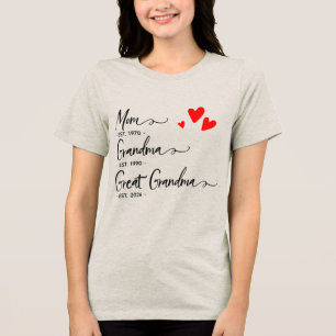 Trendy Custom Year Mum Grandma Great GrandmT-Shirt Tri-Blend Shirt