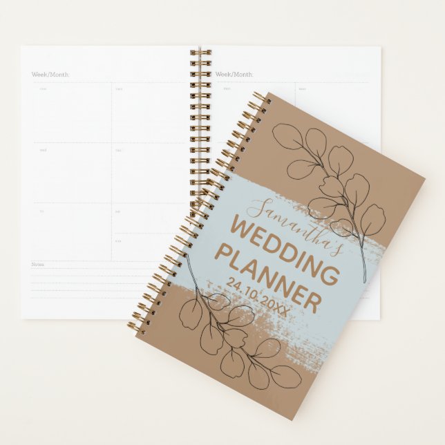 Trendy customise dusty blue wedding planner (Display)