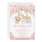 Trendy Cute Baby Girl Safari Jungle Animals Shower