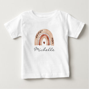 Trendy Cute Boho Watercolor Rainbow Personalised Baby T-Shirt