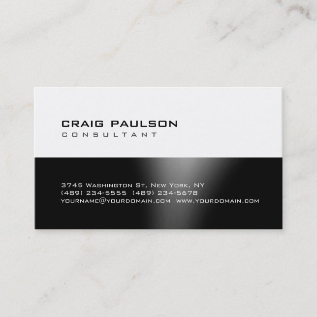 Trendy Cute Chic Black White Grey Business Card (Front)