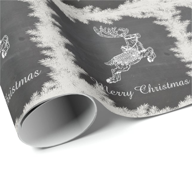 Trendy cute Christmas reindeer winter chalkboard Wrapping Paper (Roll Corner)