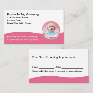 Trendy Cute Dog Grooming Business Cards