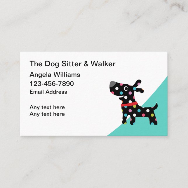 Trendy Cute Dog Sitter Walker Business Cards (Front)
