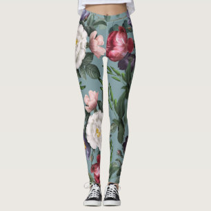 Trendy cute feminine romantic luxurious blue chic leggings