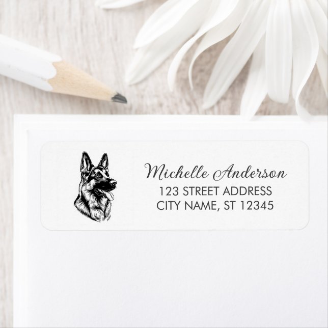 Trendy Cute German Shepherd Dog Return Address     (Insitu)