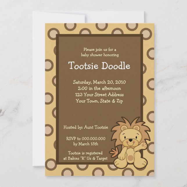 Trendy Cute Jungle Lion 5x7 Baby Shower Invitation (Front)