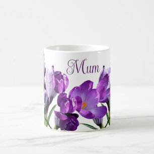 Trendy cute modern boho purple crocus floral Mum Coffee Mug