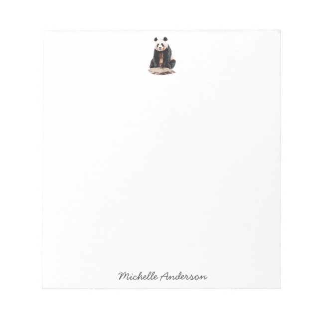 Trendy Cute Panda Bear Personalized  Notepad (Front)