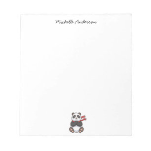 Trendy Cute Panda Bear Personalized Notepad