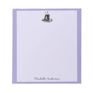 Trendy Cute Panda Bear Personalized Purple Notepad