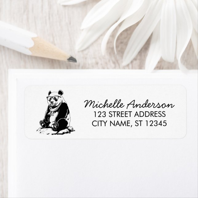 Trendy Cute Panda Bear Return Address   (Insitu)