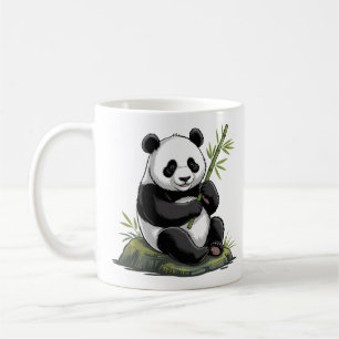 Trendy Cute Panda Bear With Greenery Bamboo Coffee Mug