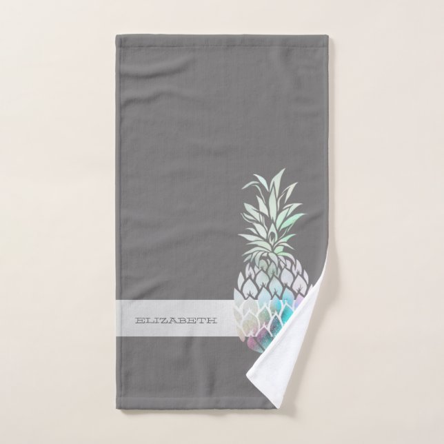 Trendy Cute  Pineapple,Stripe  -Personalised  Bath Towel Set (Hand Towel)