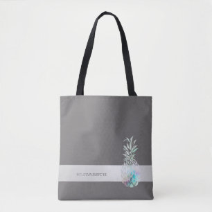 Trendy Cute  Pineapple,Stripe  -Personalised  Tote Bag