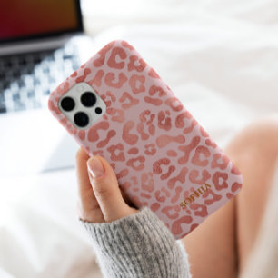 Trendy Cute Pink Leopard Pattern Personalised iPhone 16 Pro Case