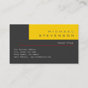 Trendy Cute Plain Grey Yellow Business Card