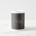 Trendy Cute Plain Monogram Initial Name Bone China Mug<br><div class="desc">Plain Minimalist Modern Designs. They're all simple,  attractive,  unique.</div>