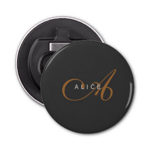 Trendy Cute Plain Monogram Initial Name Bottle Opener