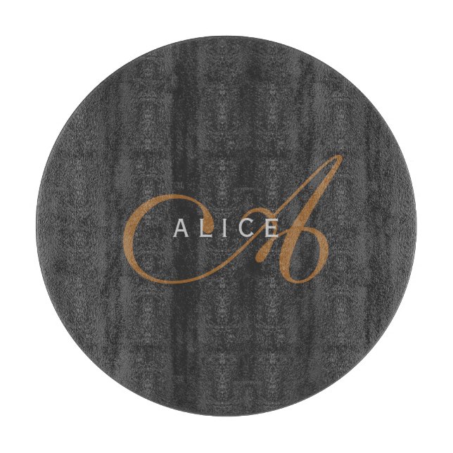 Trendy Cute Plain Monogram Initial Name Cutting Board (Front)