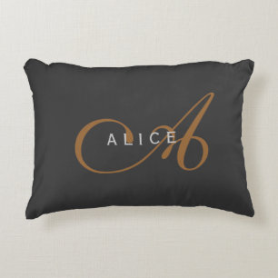 Trendy Cute Plain Monogram Initial Name Decorative Cushion