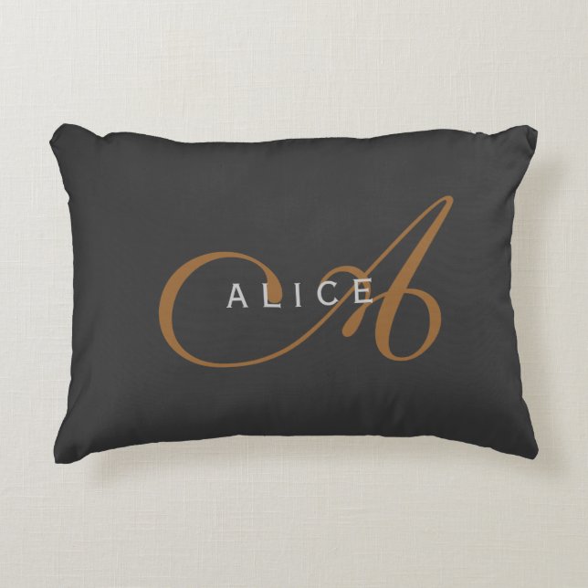 Trendy Cute Plain Monogram Initial Name Decorative Cushion (Front)