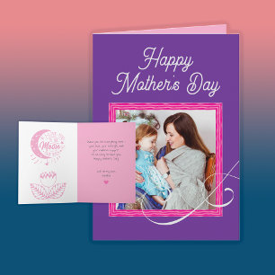 Trendy Cute Purple Mother's Day Card Custom Photo