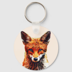 Trendy Cute Red Fox Head Keychain