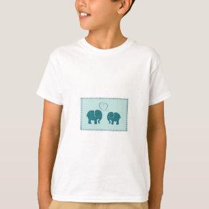 Trendy cute romantic elephants in love patchwork T-Shirt