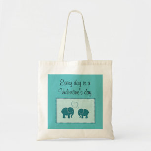 Trendy cute romantic elephants in love patchwork tote bag
